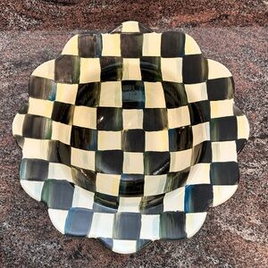 MacKenzie-Childs Checkered Bowl - Black, White, Cream